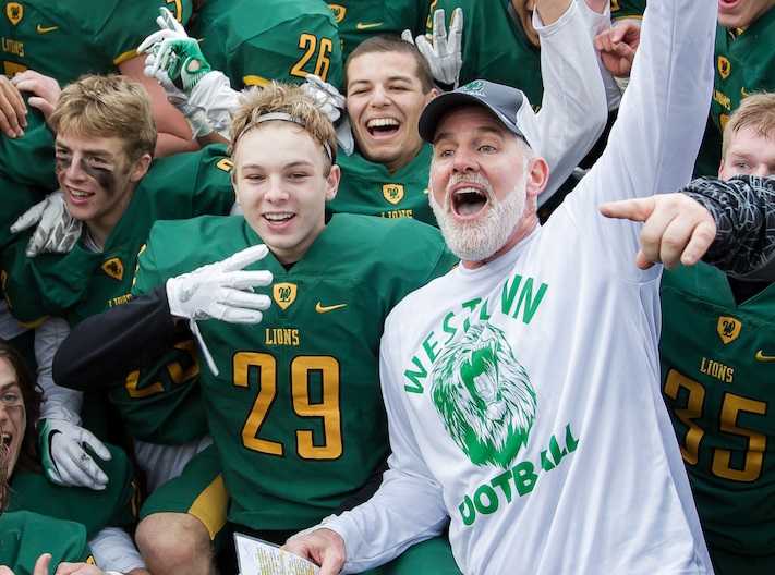 Chris Miller coached West Linn to the 6A football championship in 2016. (Photo by Brad Cantor)