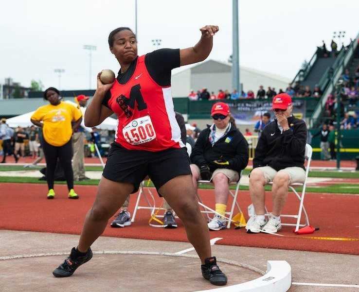 Jaida Ross threw the shot 48-5 last year for her second state championship. (Photo courtesy North Medford HS)