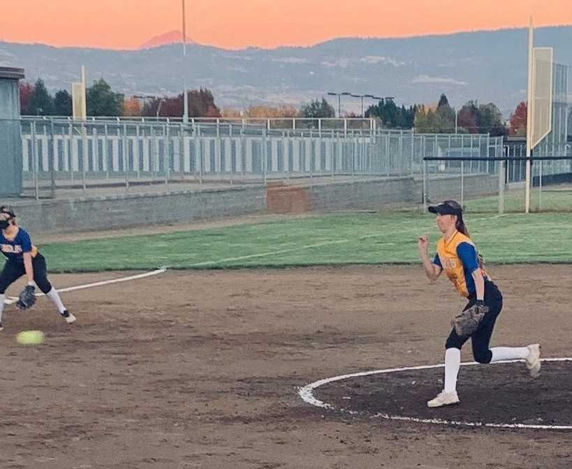 Eagle Point's Emilee Nielsen pitches against South Medford on Tuesday. (Photo courtesy Eagle Point HS)