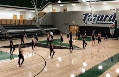 The Tigerettes, pictured at their first in-person practice, prepare for the upcoming season.