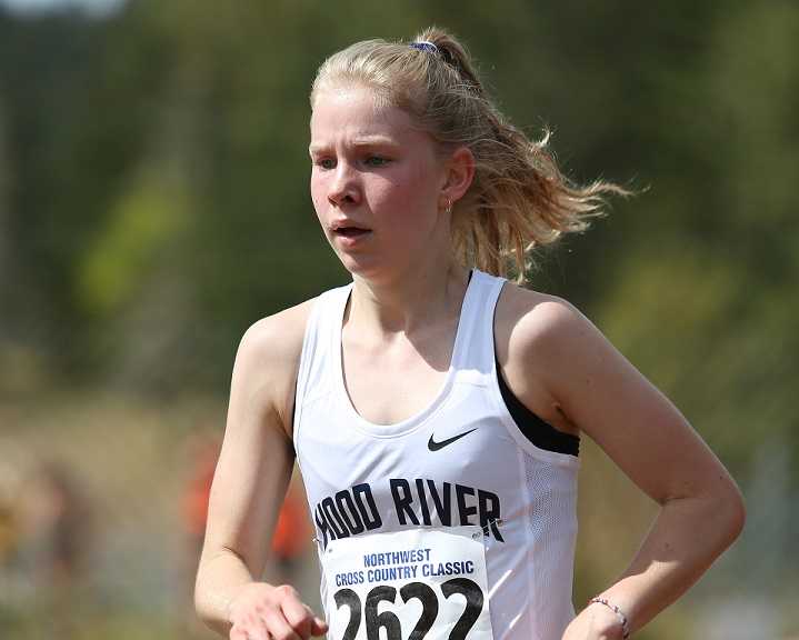 Hood River Valley junior Frances Dickinson has the top 5A time this season. (Photo by Tom McKnight)