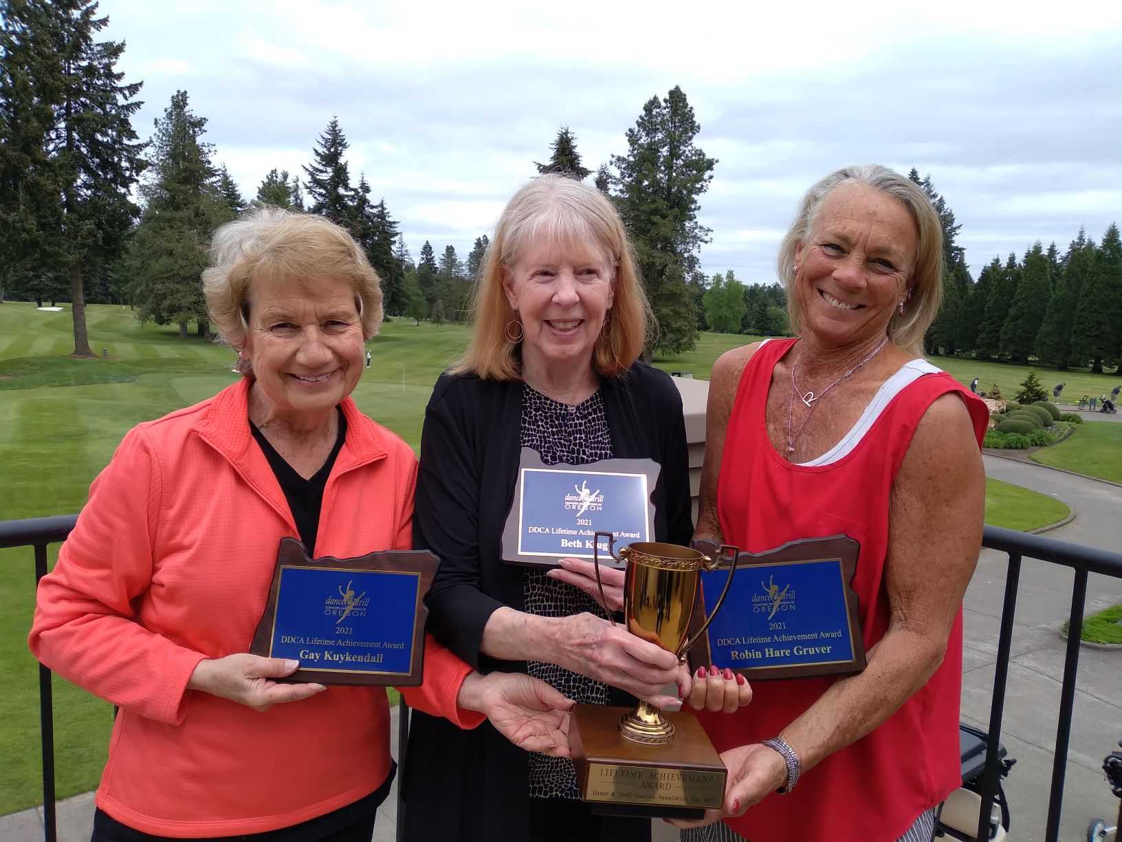The DDCA recognized the contributions Robin Hare Gruver, Beth Klug and Gay Kuykendall made to Oregon high school dance.