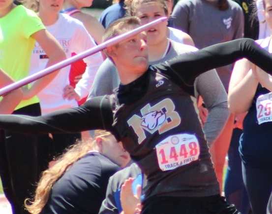 North Bend's Ty Hampton won the 4A javelin title as a sophomore.