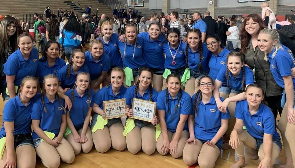 Crook County High School following their first place finishes in Hip Hop & Novelty at the Rex Putnam Dance Competition.