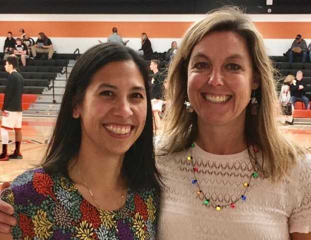 Waldport coach Michelle Severson (left) and Yamhill-Carlton coach Heather Roberts (right) squared off in a boys game Saturday.