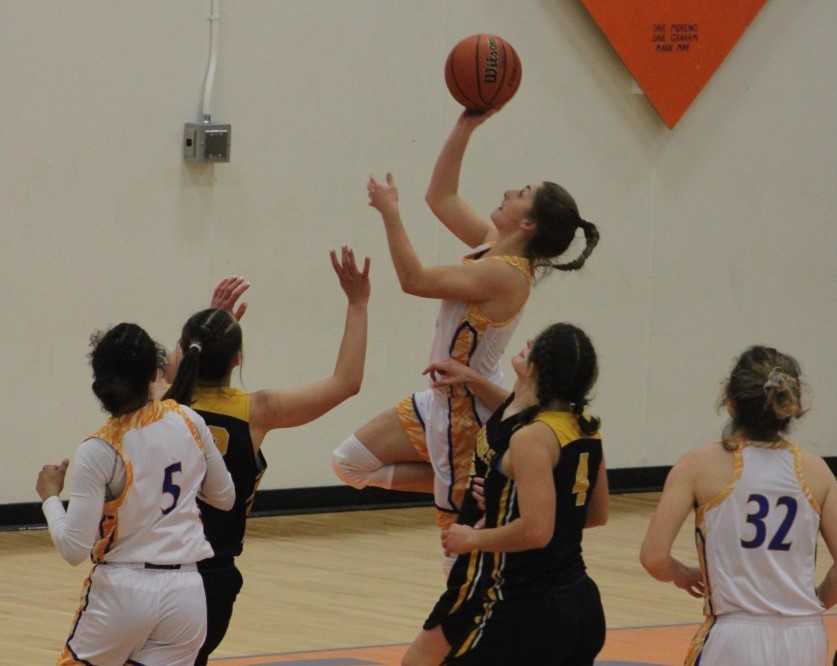 Hidden Valley's Jada Hurley goes up for two of her 11 points Friday against Philomath. (Photo courtesy Hidden Valley HS)