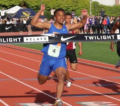 Benson's Micah Williams ran a state-record 10.21 in the 100 at the Jesuit Twilight Relays last year. (Photo courtesy DyeStat)