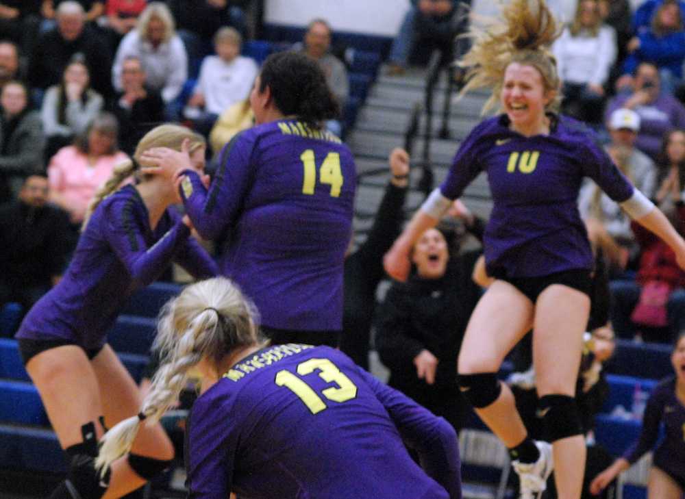Bridget Gould (10) celebrates a first state title with her Pirate teammates