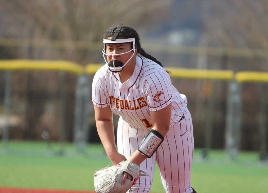 Sophomore Despina Seufalemua is hitting .537 with eight home runs and 28 RBIs for The Dalles. (Photo by Didi Abbas)