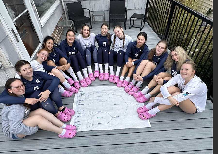 Pink crocs and satisfied smiles for a job well done for Marist Catholic in Seaside
