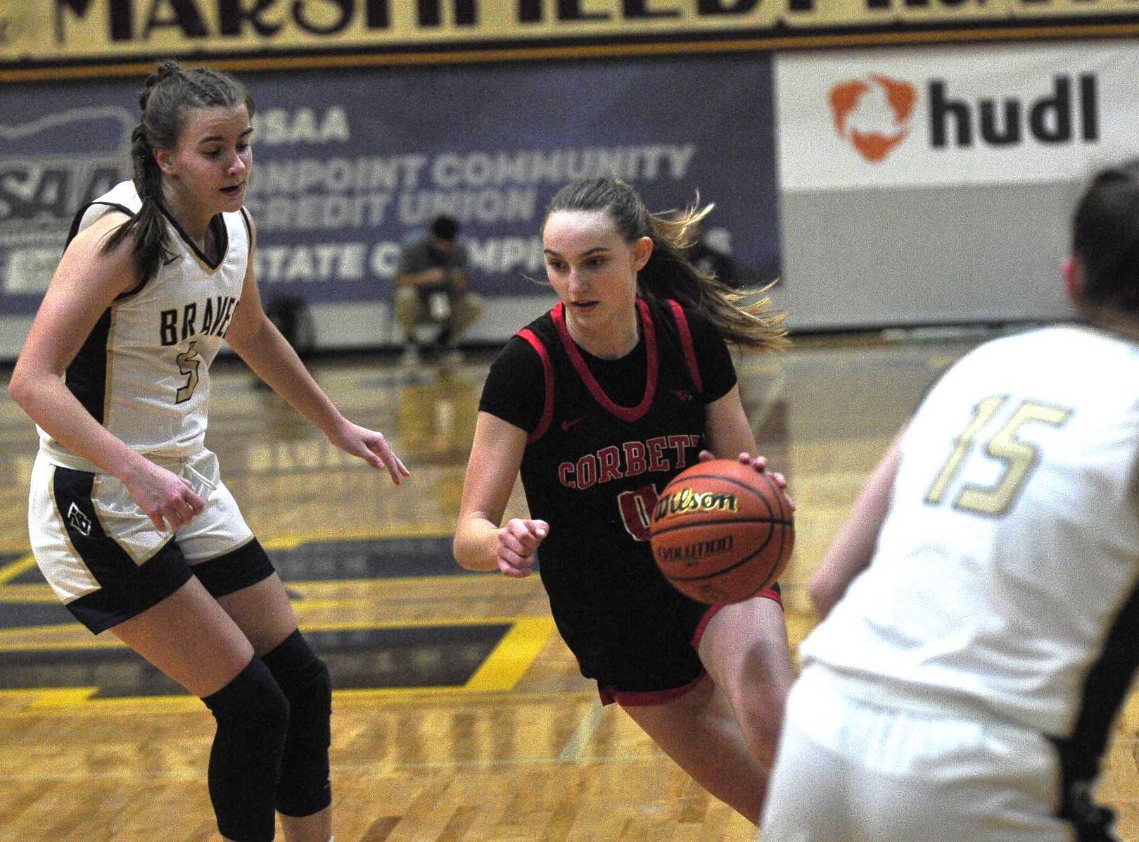 Corbett's Ally Schimel, who had 45 points in a playoff win, is averaging 25.6 points and 6.5 rebounds. (Photo by John Gunther)