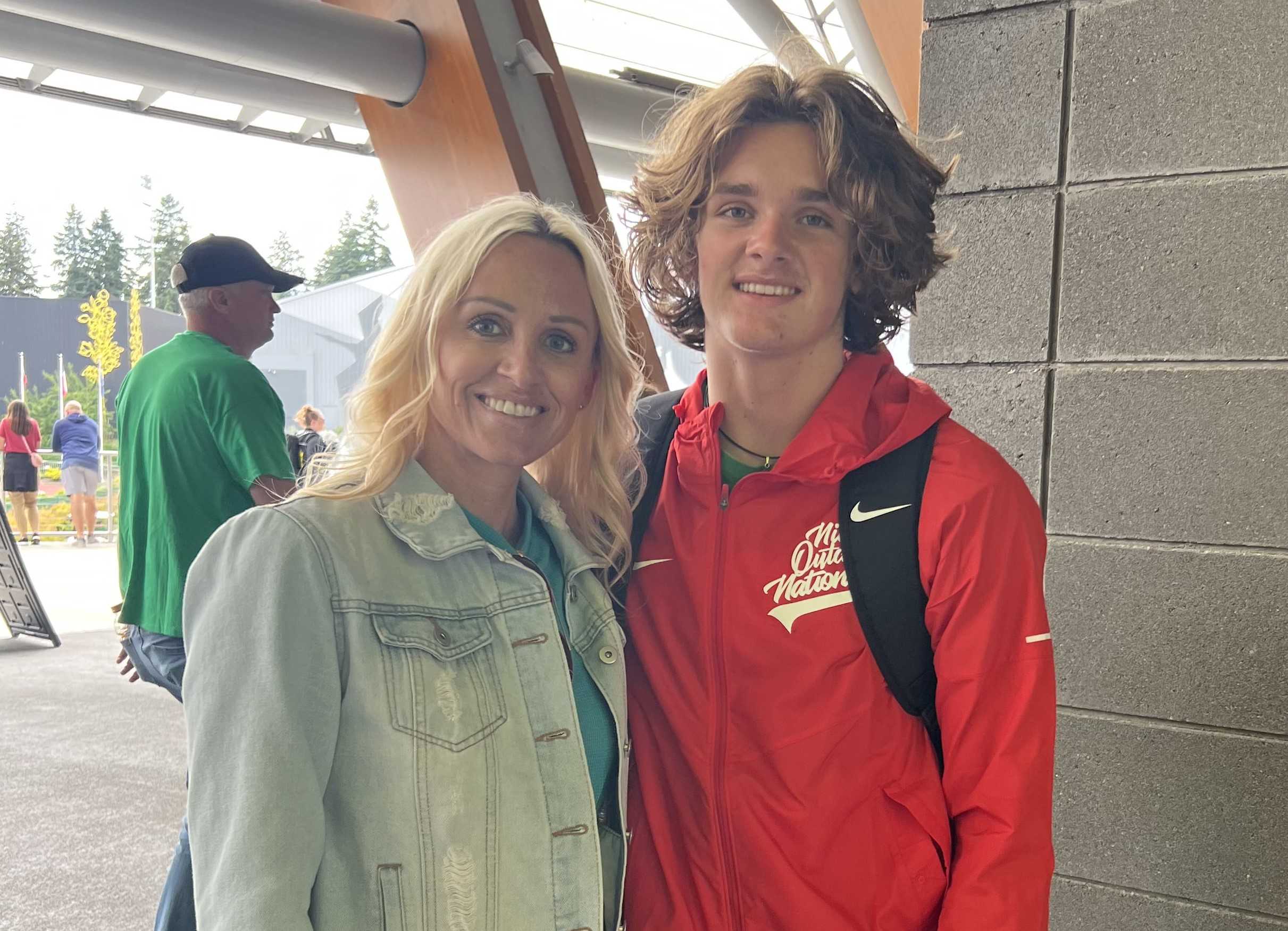 Marshfield's Bodey Lutes, the reigning 4A champion in the 400, and his mother, Amy Nickerson, an 11-time state champion.