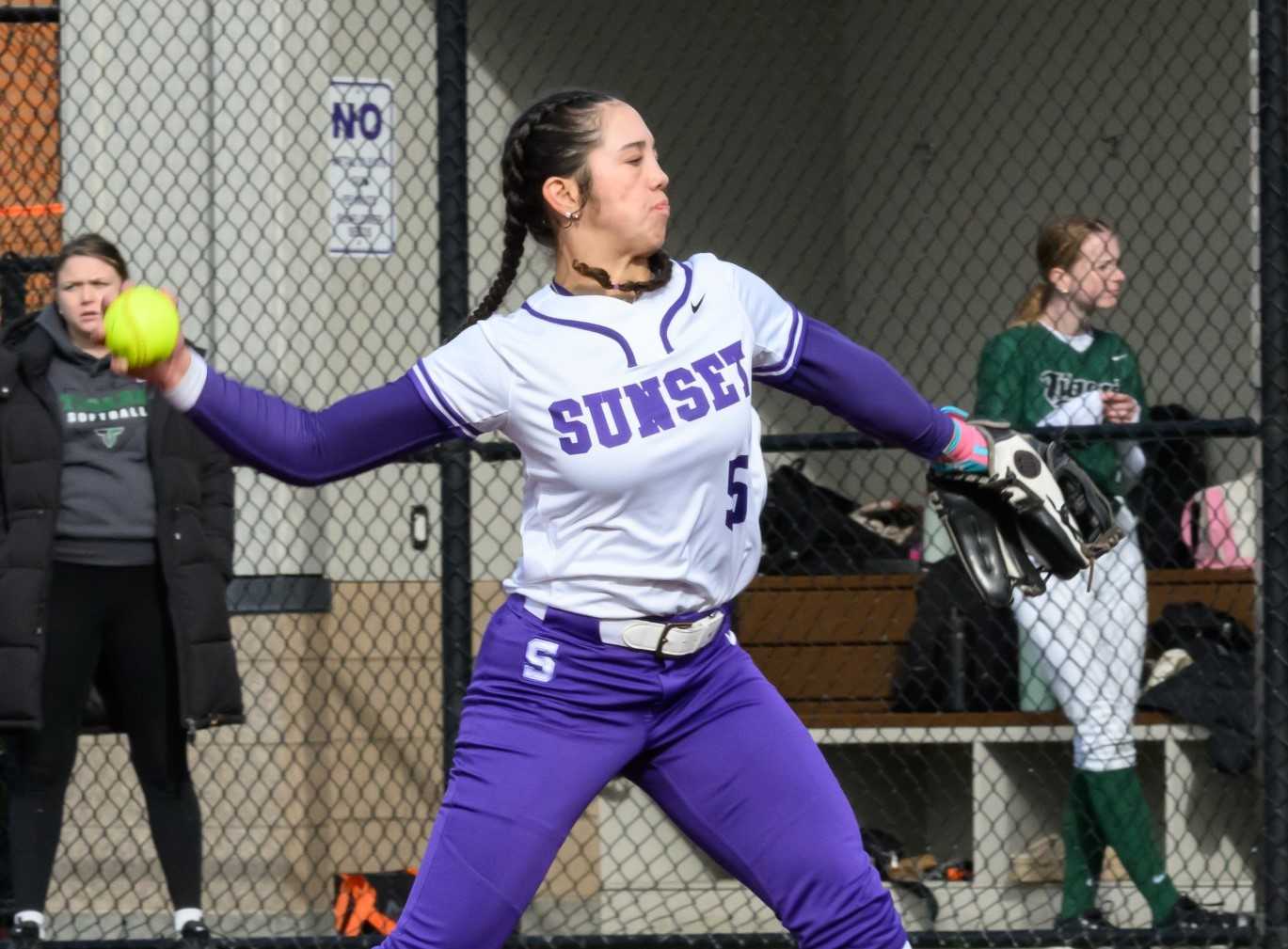 Senior Keana Cooper is batting .412 and has scored 26 runs for Metro League-leading Sunset. (Wade Evanson/Valley Times)