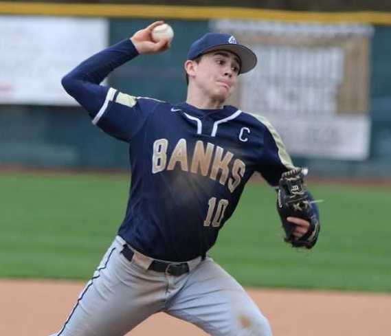 Senior shortstop and pitcher Hayden Vandehey played on Banks football and basketball 4A title teams. (Photo by Stewart Monroe)